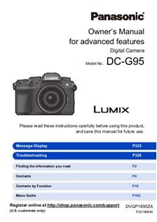 Panasonic Lumix G95 manual. Camera Instructions.
